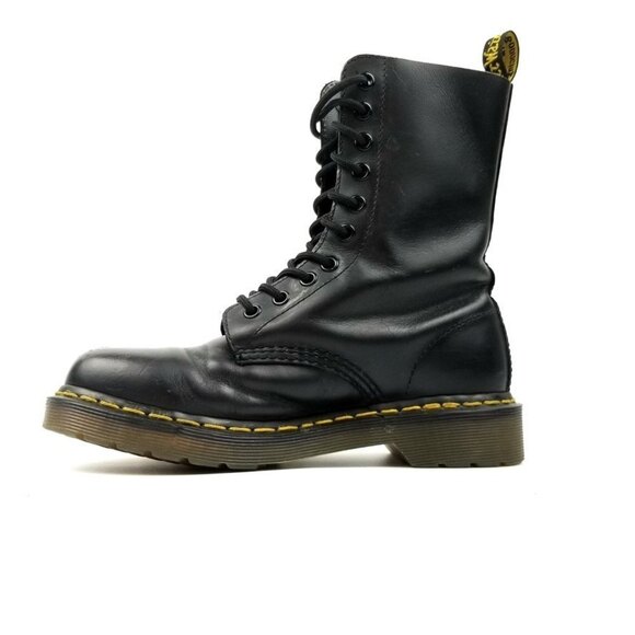 Dr. Martens Black 1490 Mid‎ Calf Virginia Leather Combat Boots 90s Grunge y2k - Picture 5 of 10